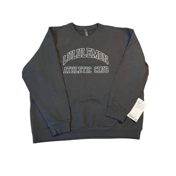 Lululemon Mens Steady State Crew Sweatshirt XXL Black Fleece Athletic Graphic - Picture 1 of 4